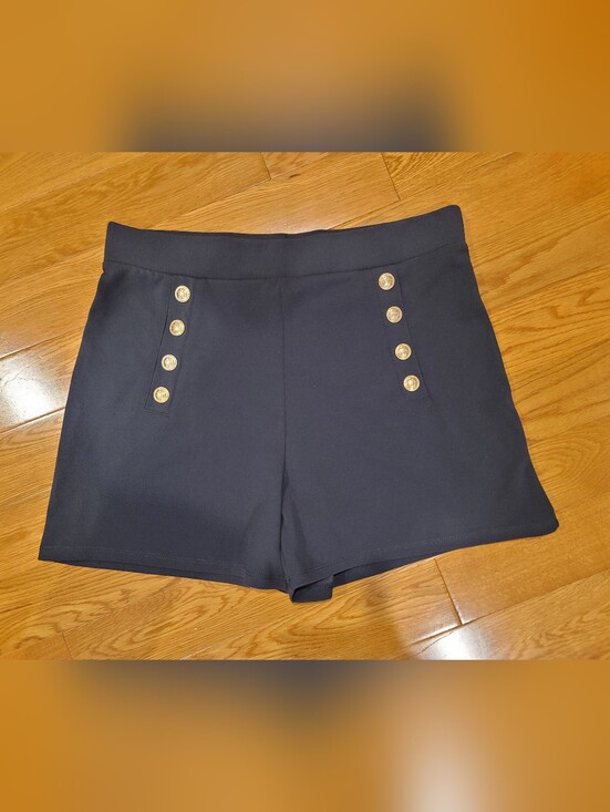 H&M Pants - H&M Navy High Waist Shorts with Gold Button Accents